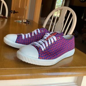 Prada Men’s Flat Lace Up Sneaker Shoes Polka Dots